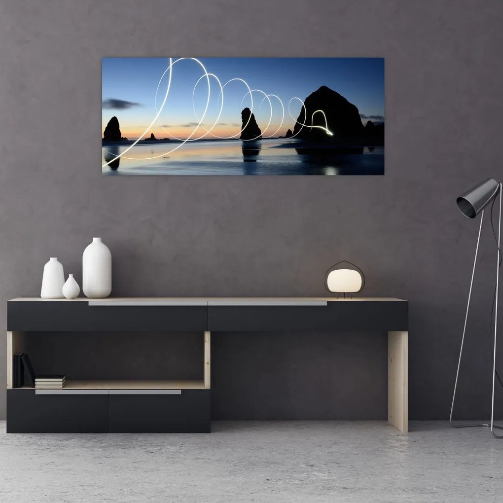 Tabloul - plaja în apus de soare (120x50 cm)