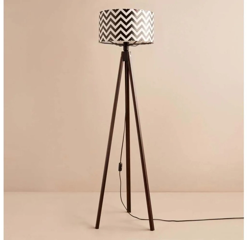 Lampă de podea AYD, 1xE27/40W/230V, maro/negru/alb