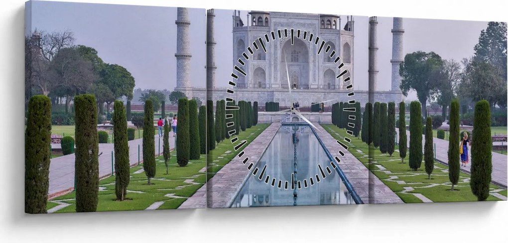 Tablou - Taj Mahal în răsăsrit de soare (cu ceas) (90x30 cm)