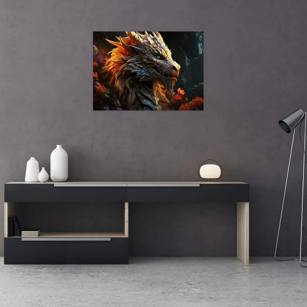 Tablou pe sticlă - Dragon (70x50 cm)
