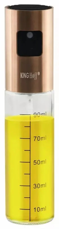 Flacon spray pentru ulei sau otet Kinghoff KH 1722, Sticla, 100 ml, 18х4 cm, Transparent/Auriu