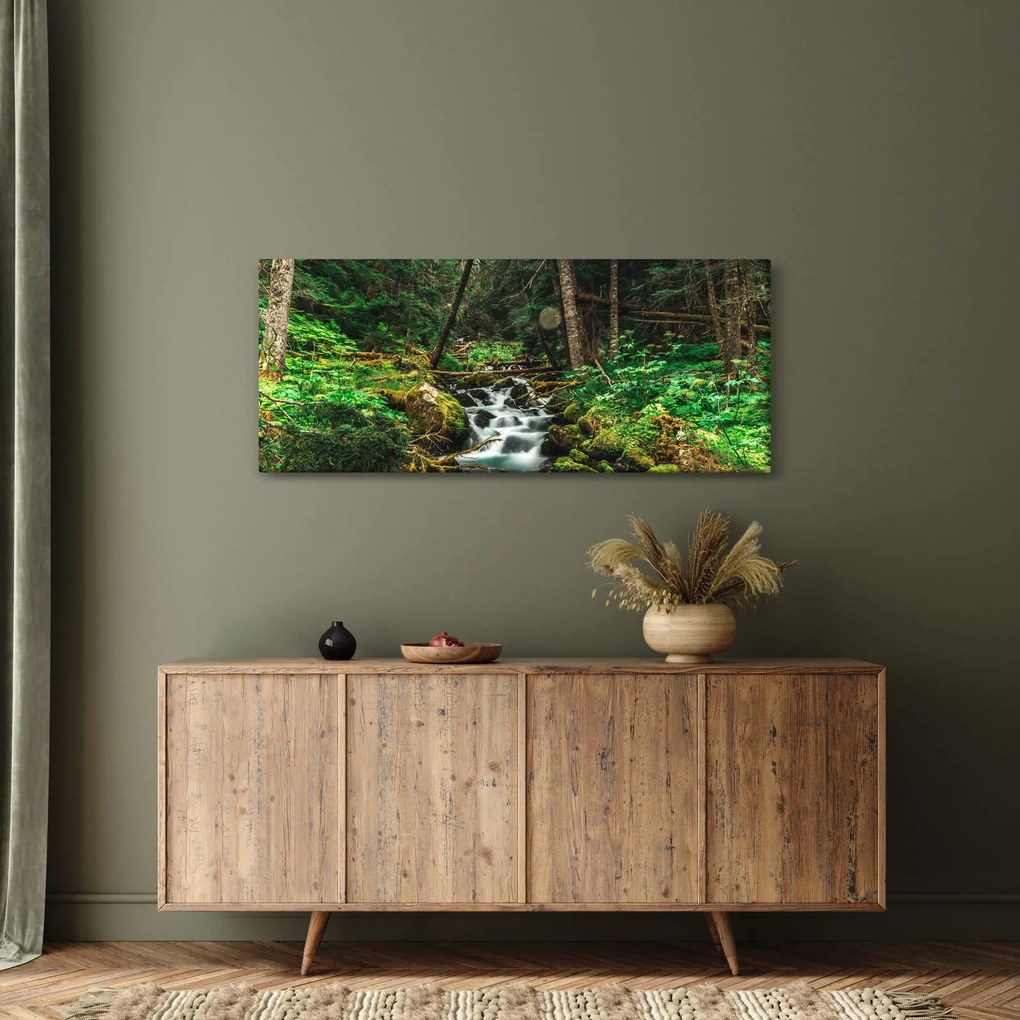 Tablou cu pârău în pădure (120x50 cm)