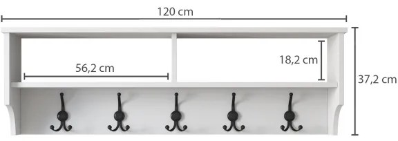 Cuier de perete RANI 120x37,2 cm alb