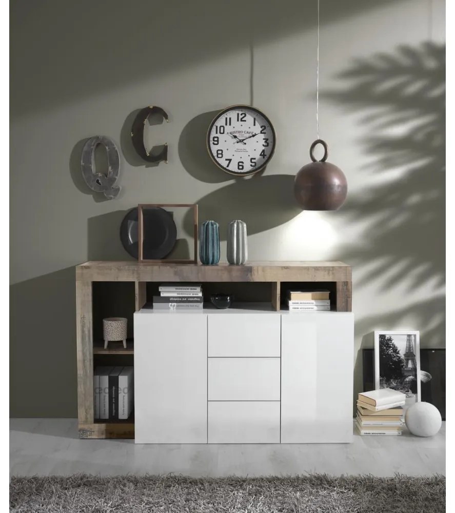 Comodă LENOR alb/maro