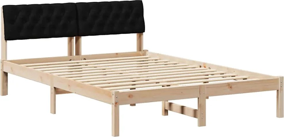 vidaXL Cadru de pat Maro și negru 150 x 200 cm Lemn masiv de pin
