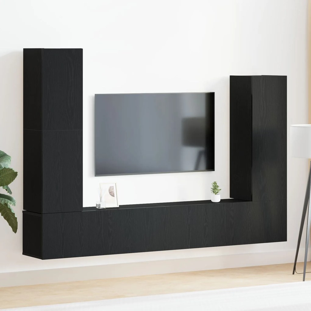vidaXL Set comodă TV Pe perete 6 pcs Stejar negru 30.5 x 30 x 110 cm