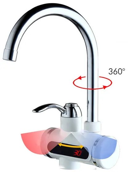 Robinet incalzitor de apa cu afisaj LED - racordare inferioara, verticala