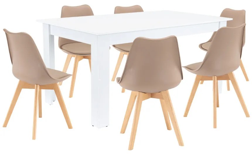 Set de masă Lola 6+1 bej-alb