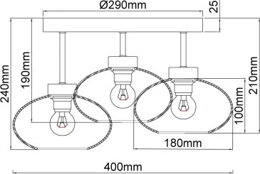 Globo 15572-3D - Plafonieră aplicată SHAUN 3xE27ILLU/40W/230V neagră