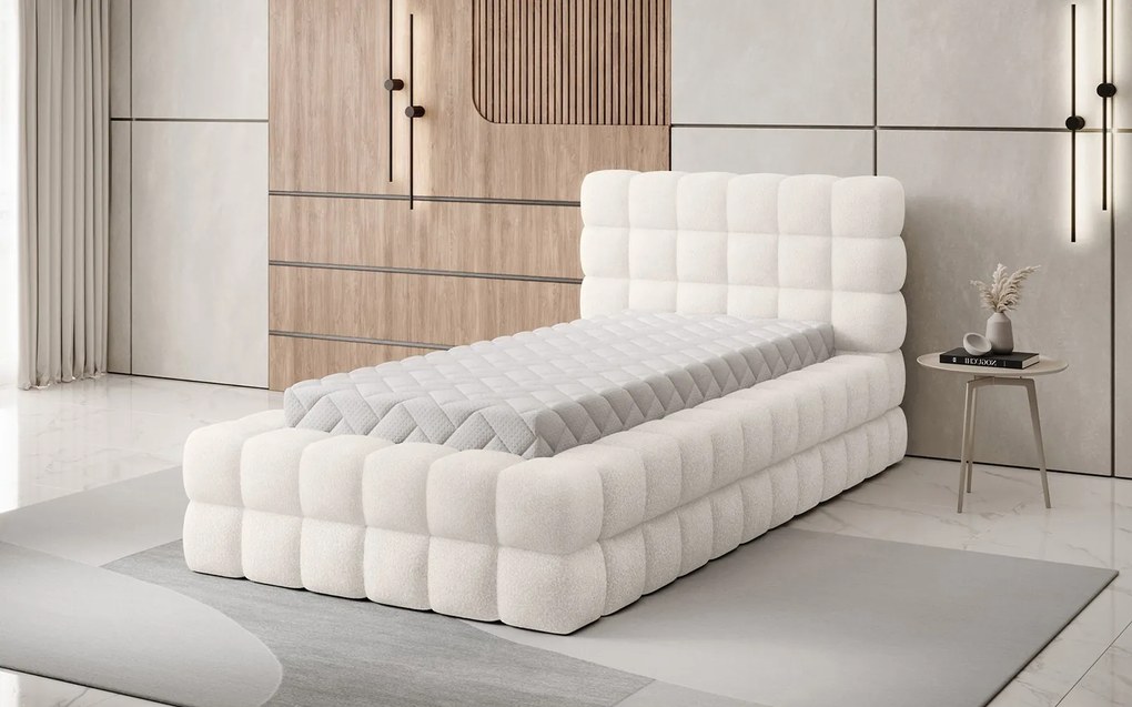 Pat lemn masiv Tapitat Tetrix Personalizabil 90x200 cm - Touch 18