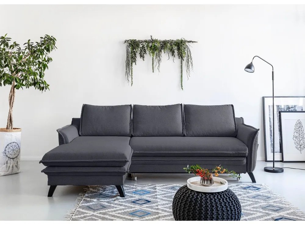 Colțar extensibil cu șezlong pe partea stângă Miuform Charming Charlie, gri antracit