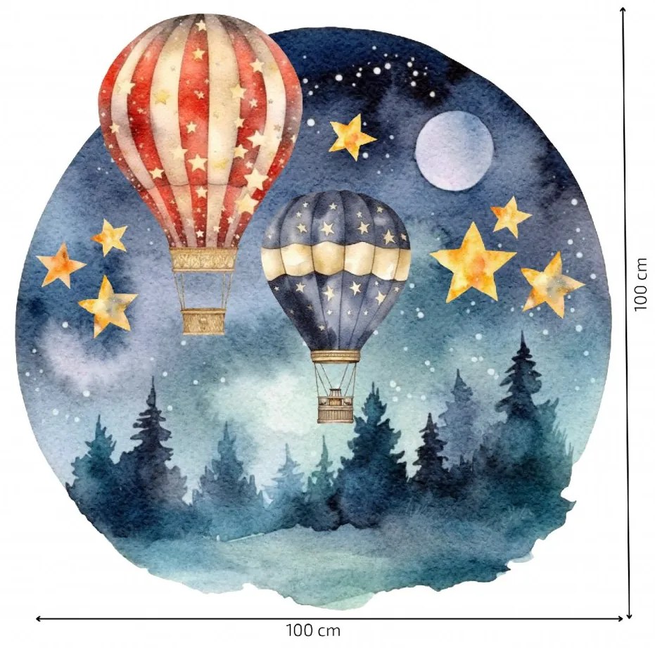 PIPPER. Autocolant circular de perete „Baloane cu aer cald” mărimea: 100cm