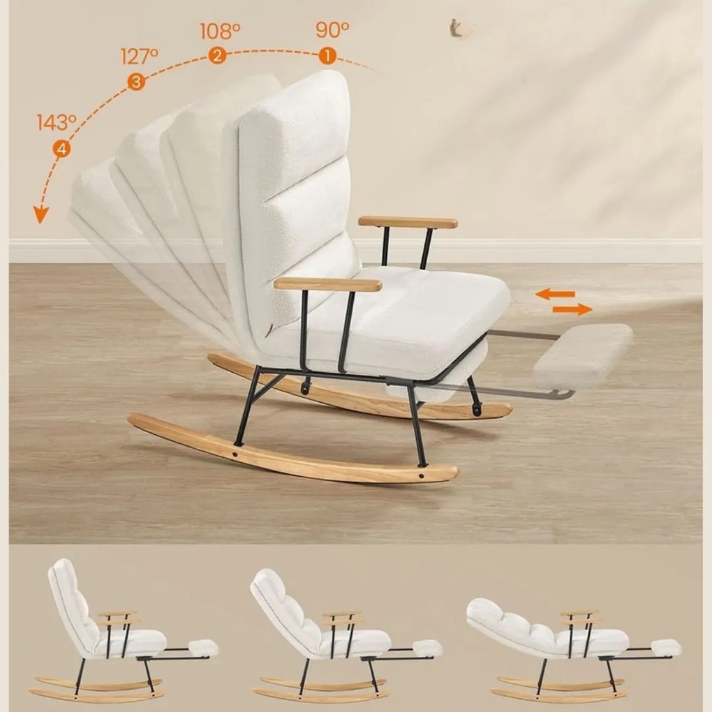 Scaun balansoar ROCKY, 97x67x100cm, crem SongmicsHome