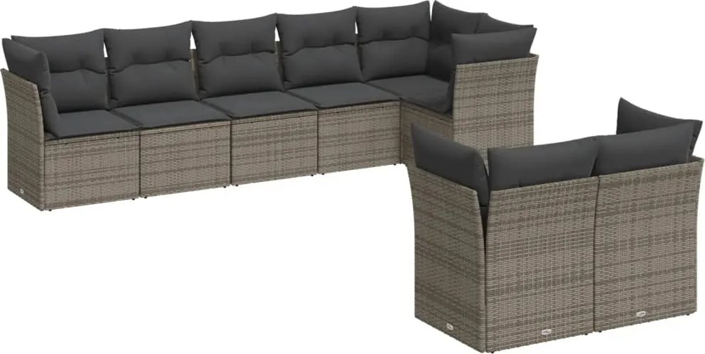 vidaXL Set canapele de grădină cu perne, 8 piese, gri, poliratan