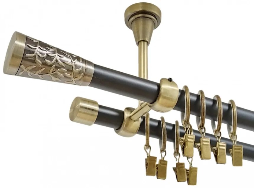 Galerie dubla sevilla prindere tavan 19 mm negru aur antic (Alege marime: 200 cm)