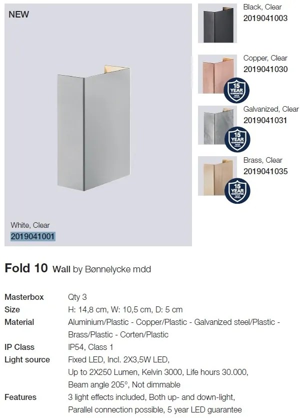 Aplica LED exterior cu iluminat up/down IP54 Fold 10 negru 2019041003 NL