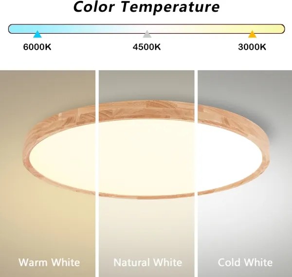 Brilagi - Plafonieră LED WOODROUND, 70 W, 230 V, 3000/4000/6000 K, diam. 80 cm