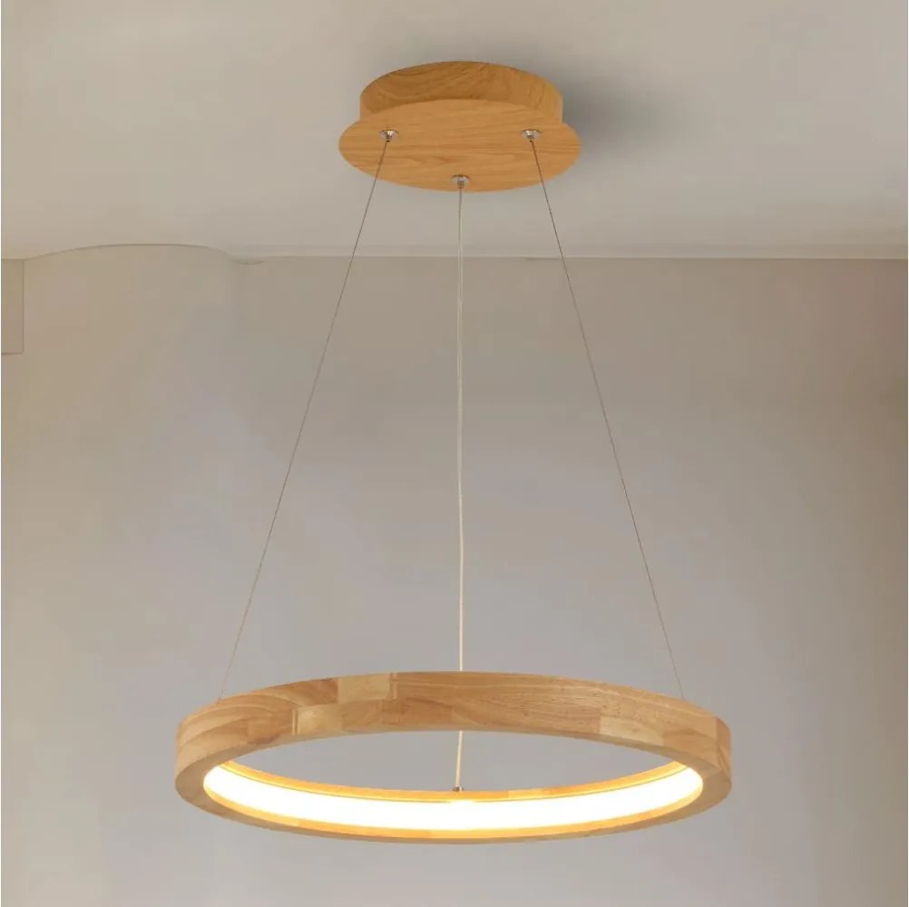 Brilagi - Lustră LED suspendată pe cablu UMEA WOOD, 30W, 230V, Ø 40 cm, lemn