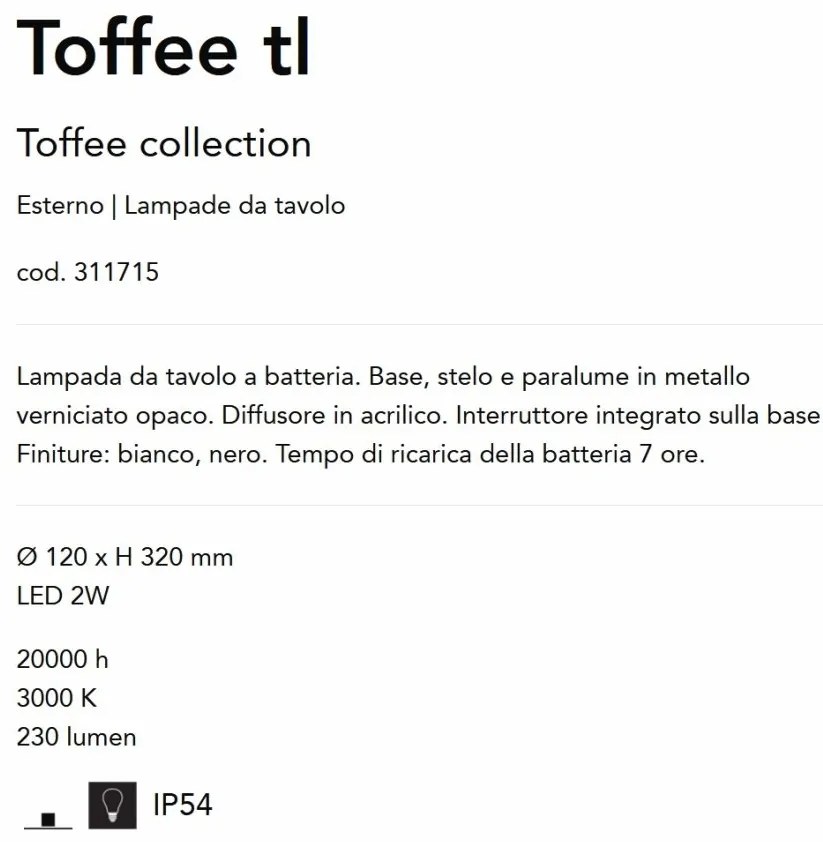 Veioza/Lampa de masa LED portabila de exterior Toffee tl negru