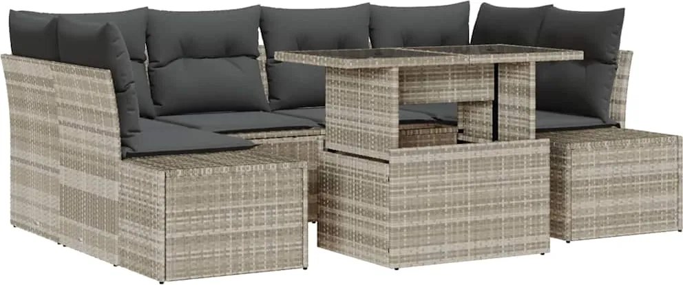 vidaXL Set de canapele pentru grădină 7 pcs Gri deschis și gri închis