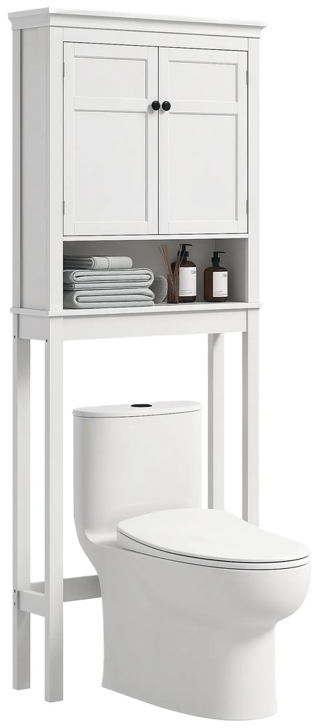 HOMCOM Mobilier WC deasupra toaletei mobilier mașină de spălat dulap 2 uși rafturi reglabile alb | Aosom Romania