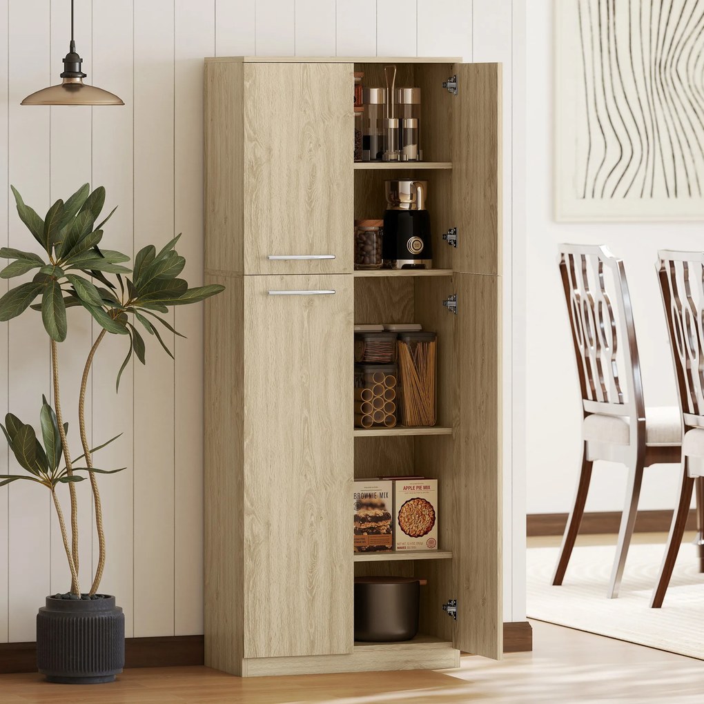 HOMCOM Mobilier de Depozitare cu 2 Dulapuri și Rafturi Reglabile din Lemn Stejar | Aosom Romania
