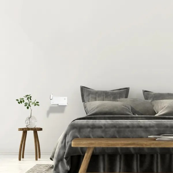 Aplică LED Wall SHELF 1xLED/4W+1xLED/5W+1xLED/2W/230V albă + port USB