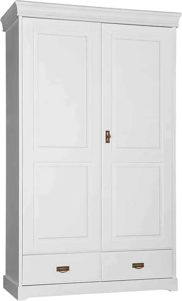 Dulap lemn masiv alb Florence, 132 × 62 × 218 cm