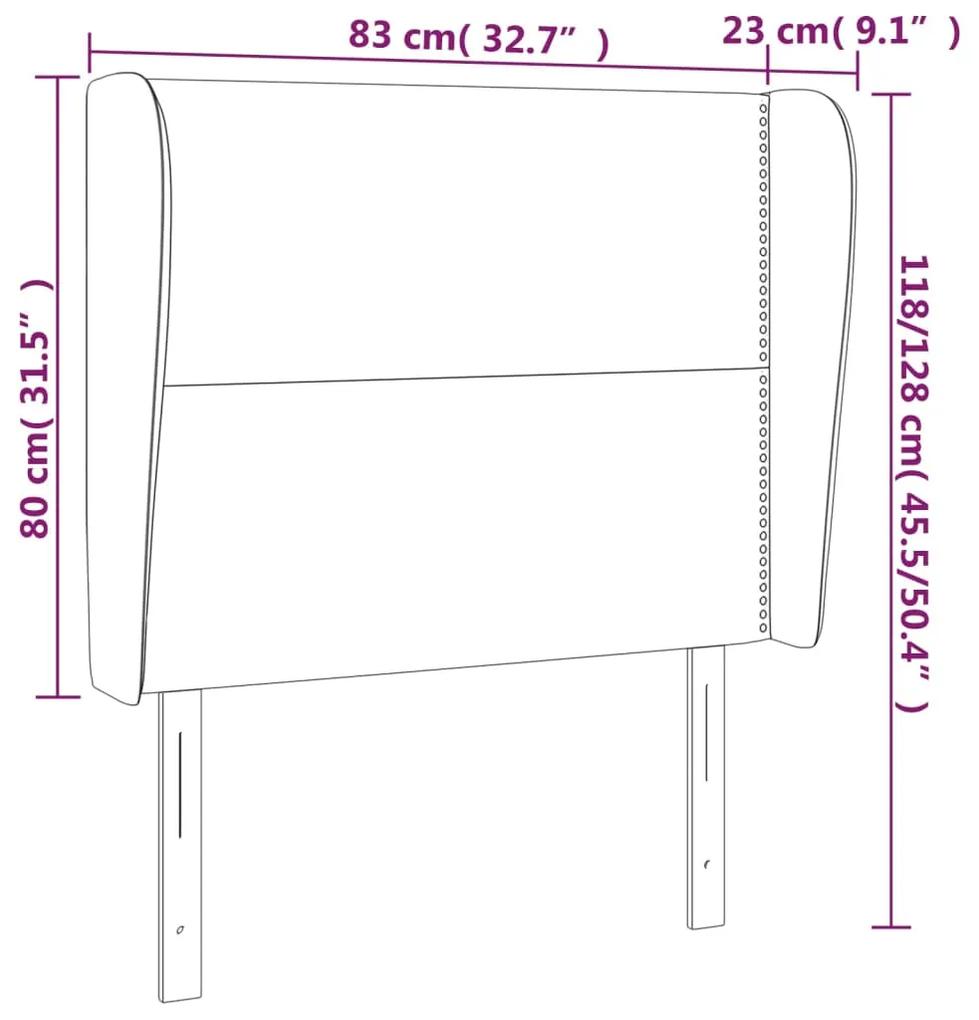 Tablie de pat cu aripioare maro inchis 83x23x118 128 cm textil 1, Maro inchis, 83 x 23 x 118 128 cm