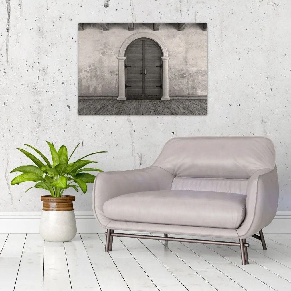 Tablou pe sticlă - Ușa misterioasă (70x50 cm)