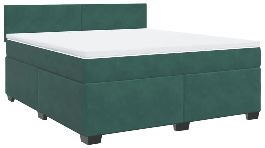 3286375 vidaXL Pat box spring cu saltea, verde închis, 180x200 cm, catifea