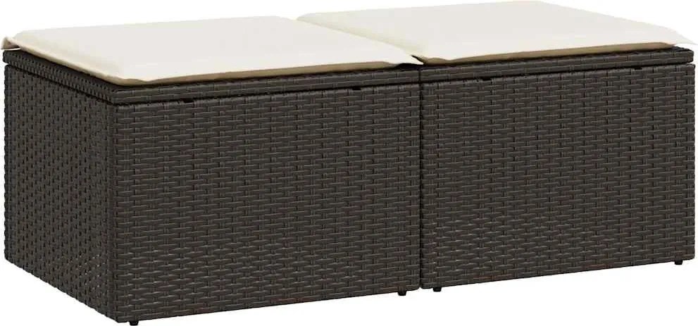 vidaXL Set canapele de grădină, 2 piese, cu perne, maro poliratan maro