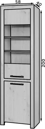 Bufet high JANEZ – 58x40x200 cm – Stejar Artisan / Negru
