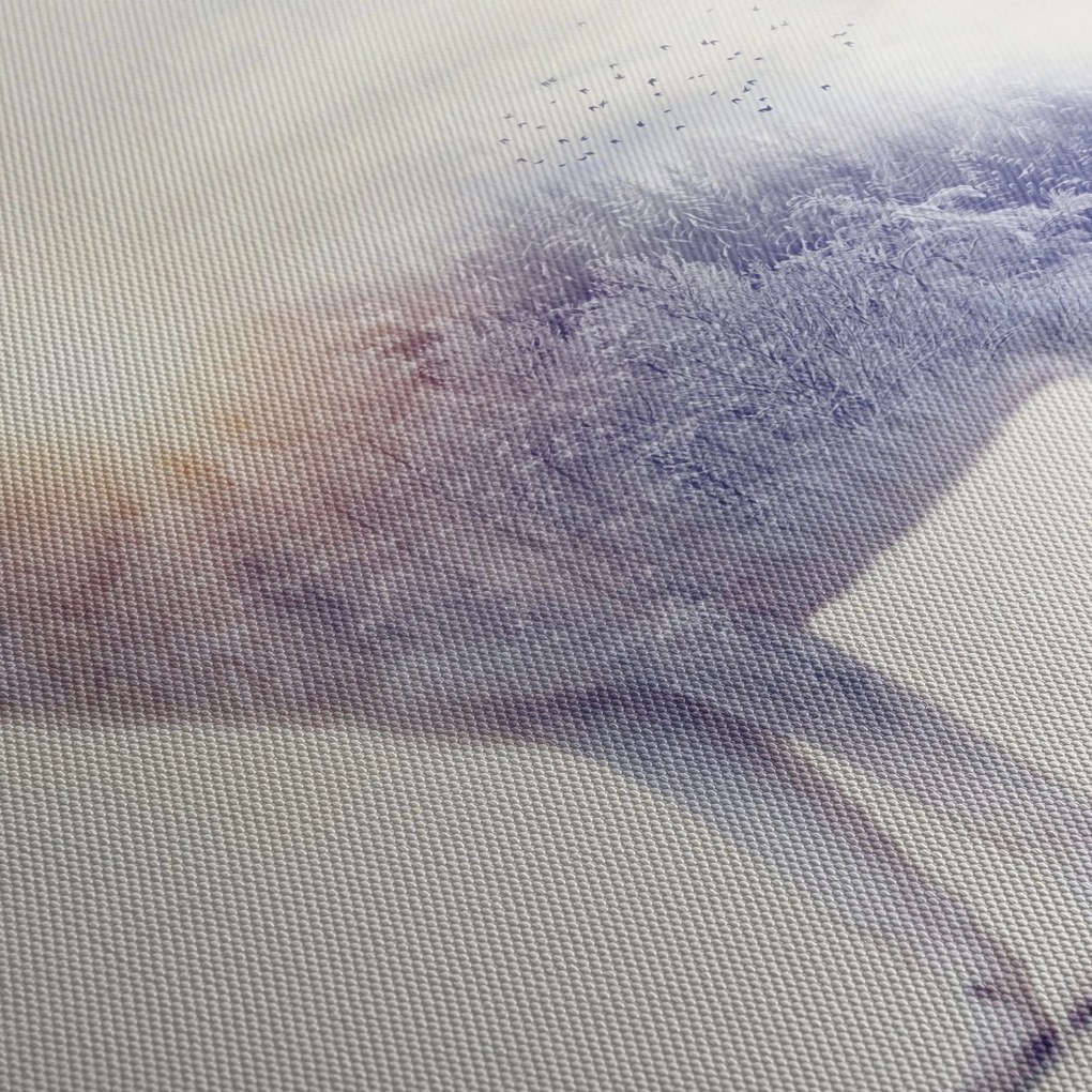 Tablou - Lupul arctic oglindit în peisaj sălbatic (120x50 cm)