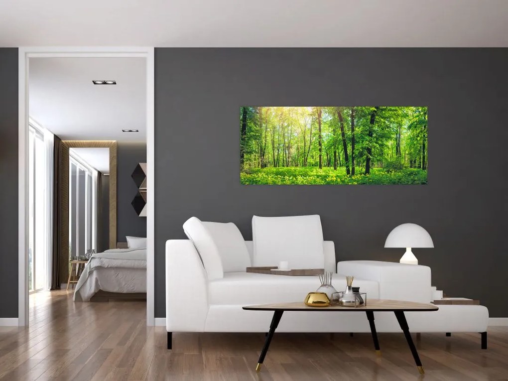 Tablou - Pădurea cu frunze de primăvară (120x50 cm)