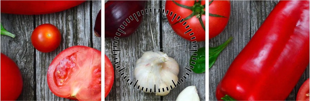 Tablou cu legume (cu ceas) (90x30 cm)