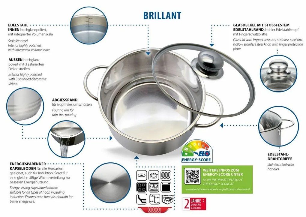 Elo 22905 Set de 4 oale din oțel inoxidabilBrillant