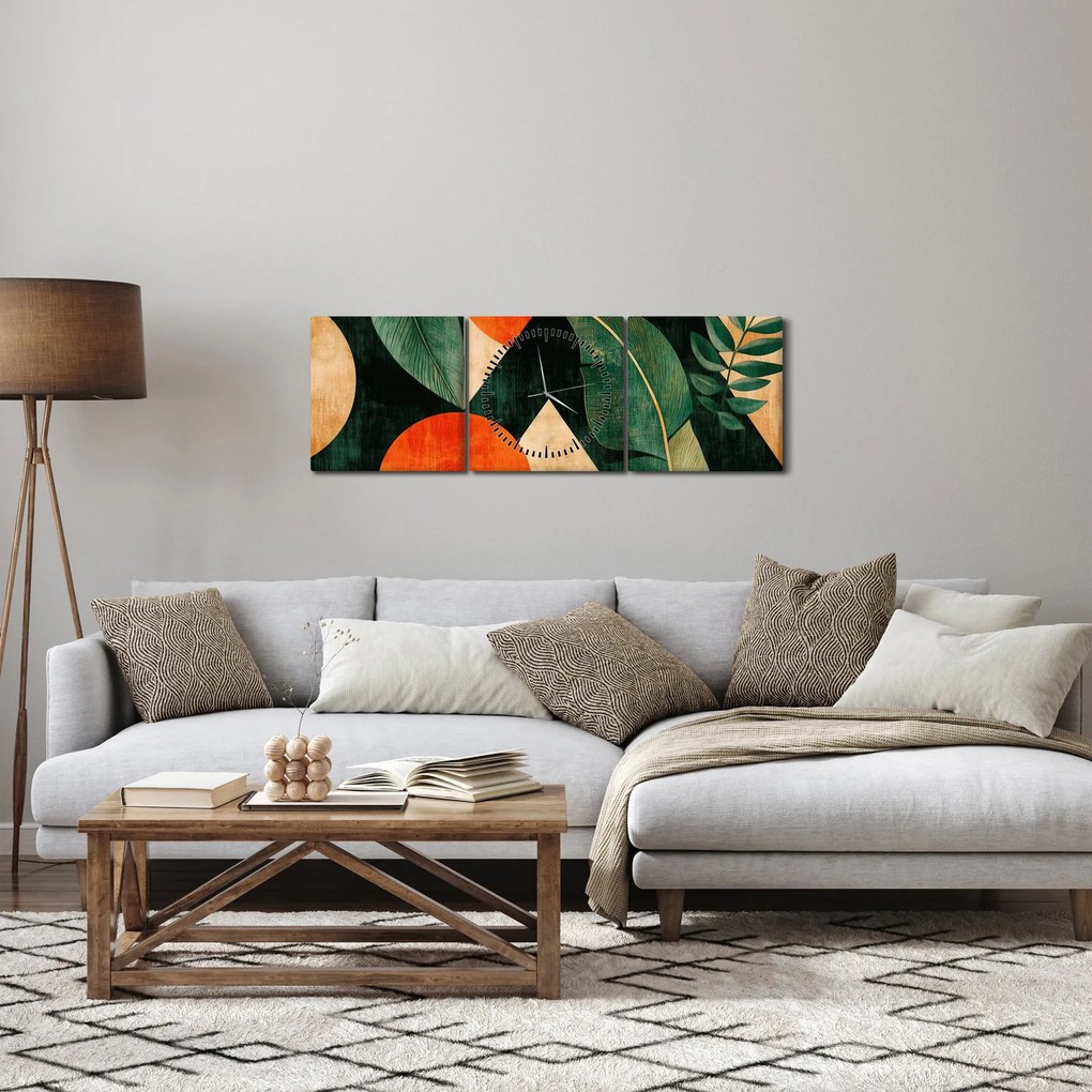 Tablou - Motive naturale geometrice II. (cu ceas) (90x30 cm)