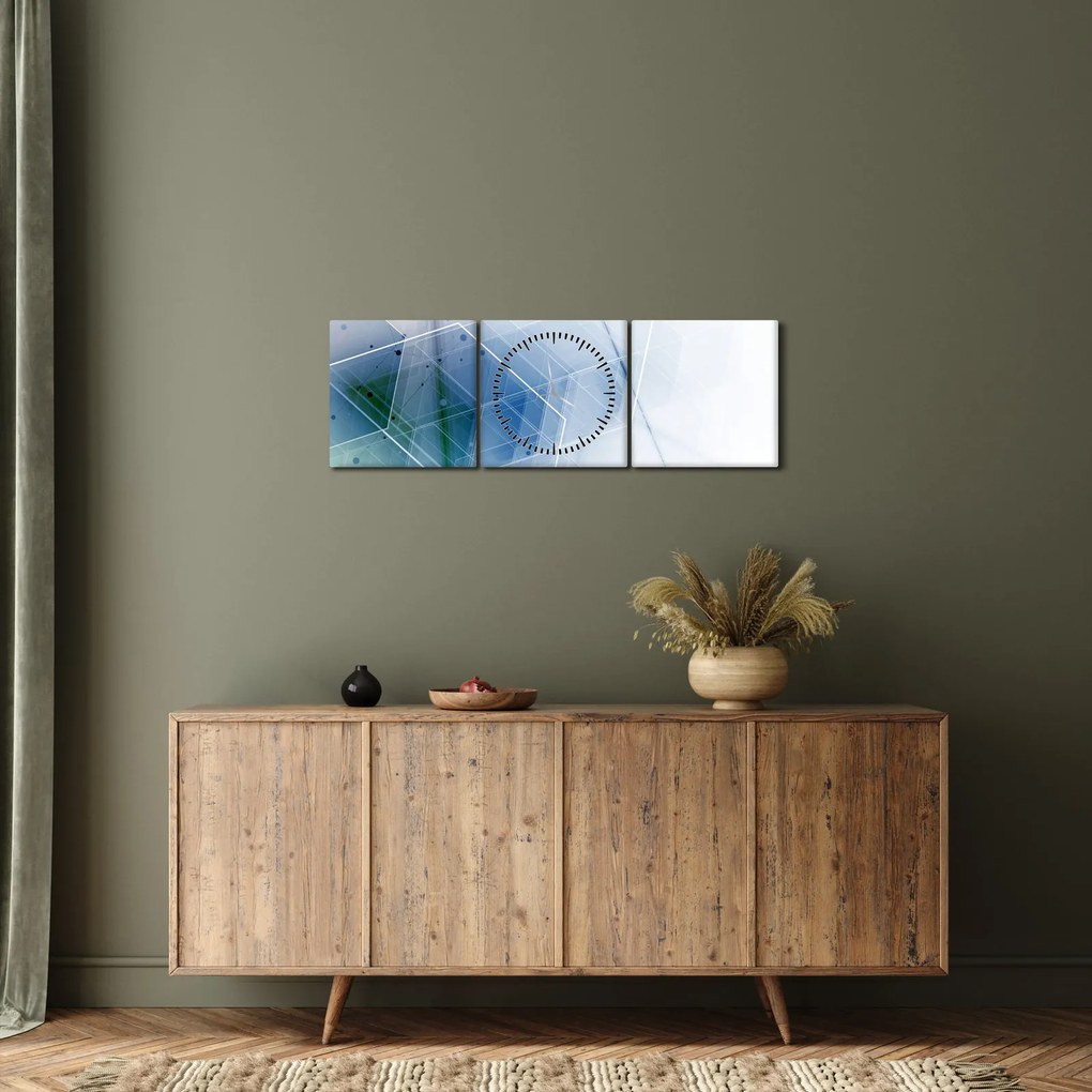 Tablou - Figuri geometrice (cu ceas) (90x30 cm)