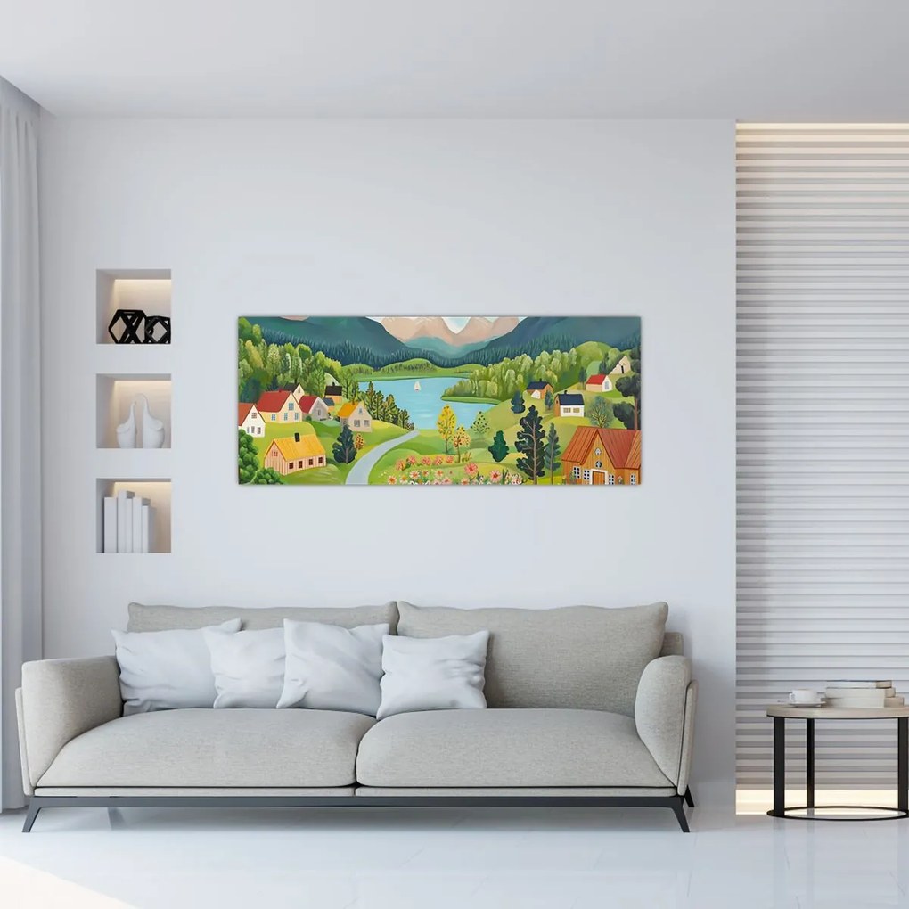 Tablou - Sat în Munți (120x50 cm)