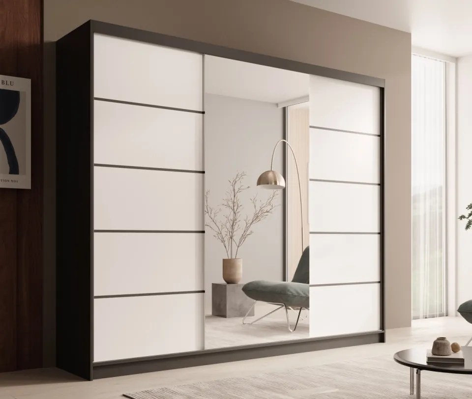 Dulap cu usi glisante si oglinda, 250x58x215 cm, Etna 250, ADRK Furniture (Culoare: Casmir / Casmir)