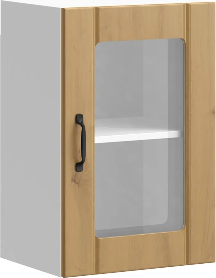 vidaXL Dulap de bucătărie cu ușă sticlă din stejar artizanal „Lucca”