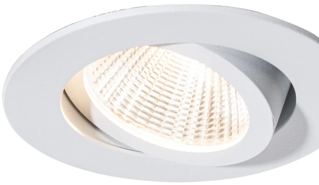 Set de 6 spoturi încastrate albe 6,8 cm, inclusiv LED 545 lm, cu dimmer IP65 - Gaius