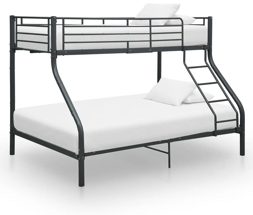 Cadru de pat supraetajat, negru, 140 x 200 90 x 200 cm, metal
