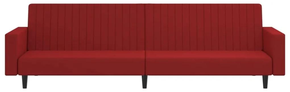 Canapea extensibila cu 2 locuri, rosu vin, catifea Bordo, Fara scaunel pentru picioare Fara scaunel pentru picioare