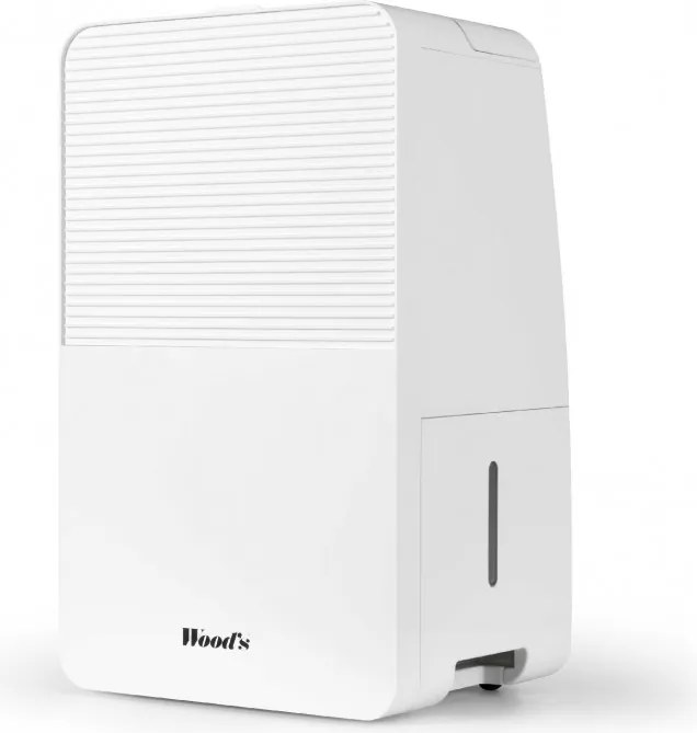 Dezumidificator de aer Woods MDK13, 2 viteze, Pana la 60 m², Potrivit si pentru baie, 108 m³, 12 l/24 h, hidrostat, 44 dB, IPX1, Alb