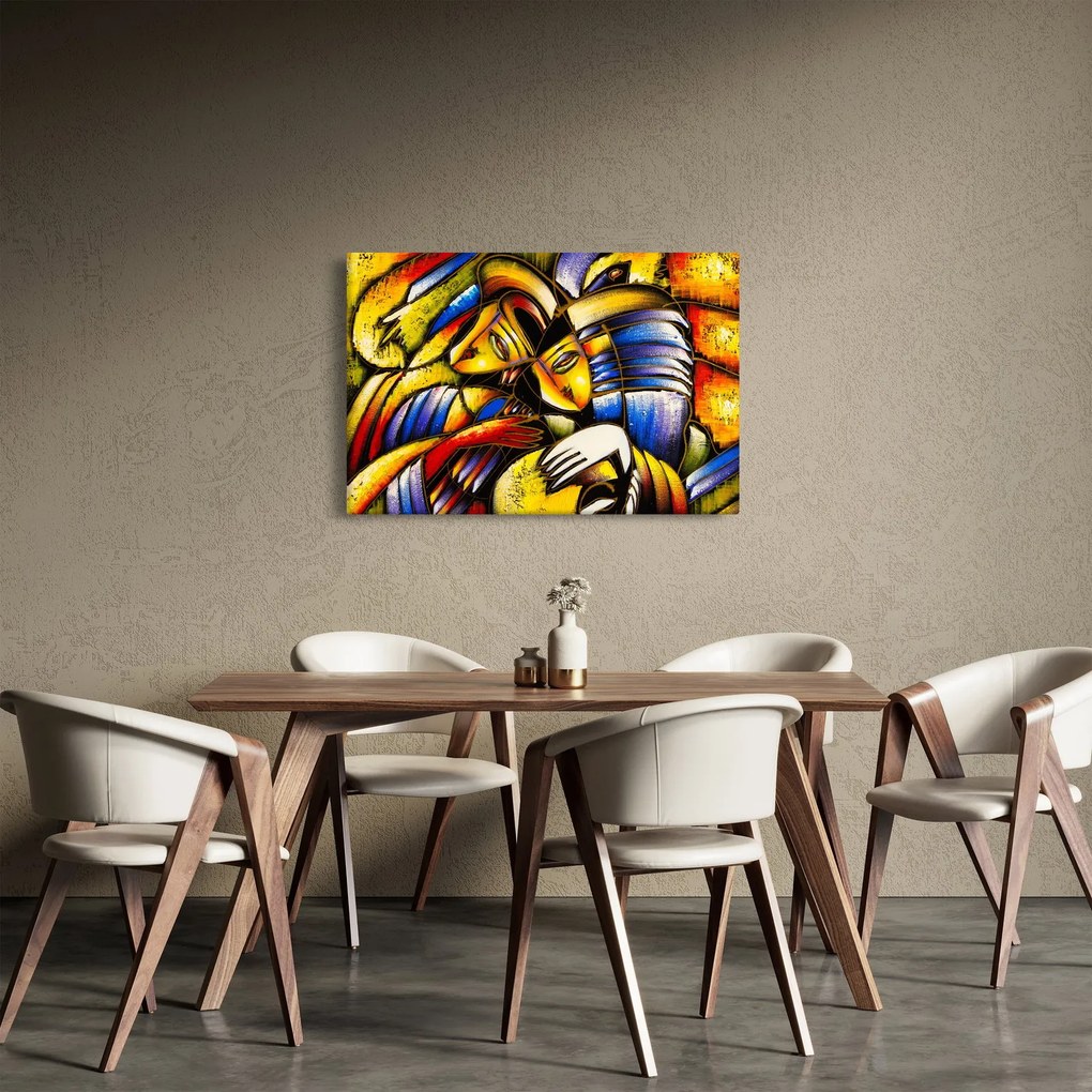 Tablou - Pictură în ulei, îndrăgostiții (90x60 cm)
