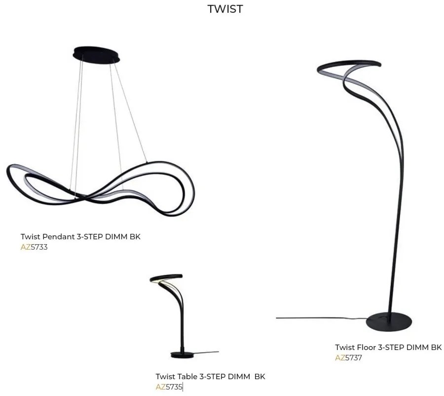 Lustra LED suspendata TWIST 3-STEP DIMM BK
