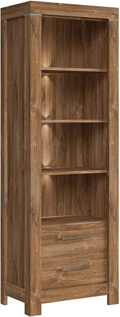 Biblioteca GENT, stejar, PAL, cu iluminare LED, 68x42x201 cm