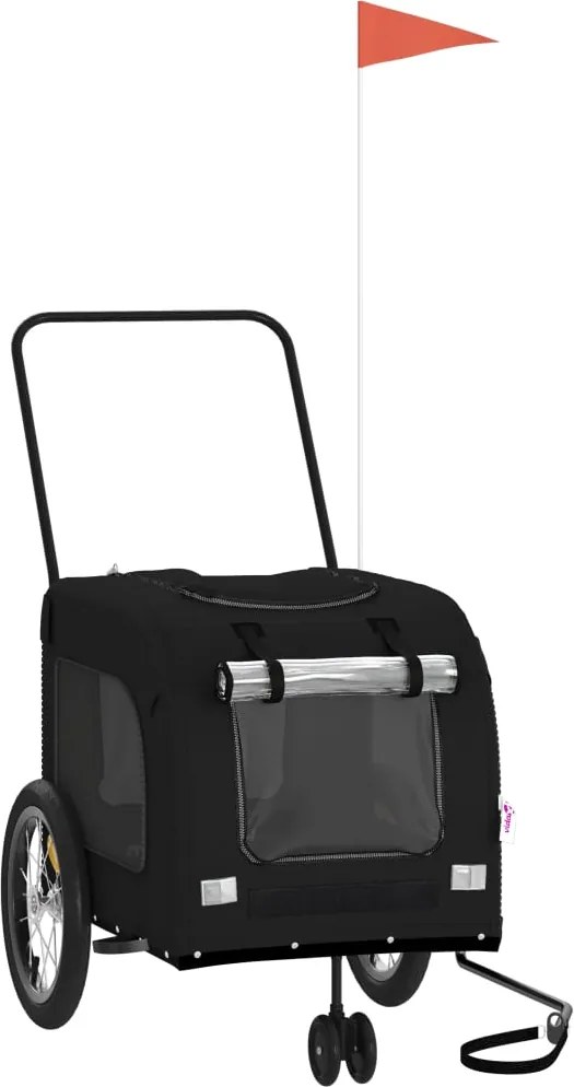 vidaXL Remorcă bicicletă animale companie, negru, textil oxford/fier